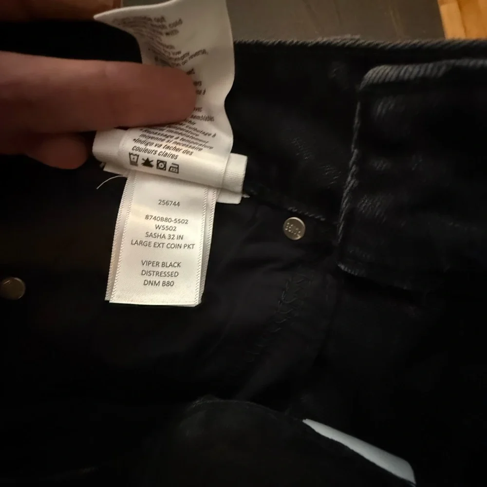 PAIGE viper black distressed High-Rise Wide Leg Jeans Sasha - Picture 6 of 10